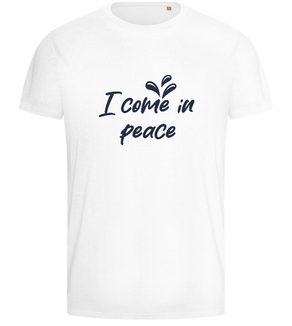 Come In Peace Design - Basic men's fitted t-shirt_WHITE_front