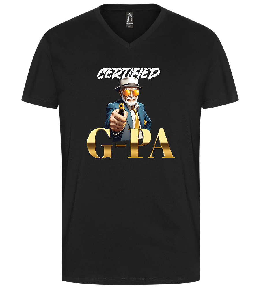 Certified G Pa Design - Premium men's v-neck t-shirt_DEEP BLACK_front