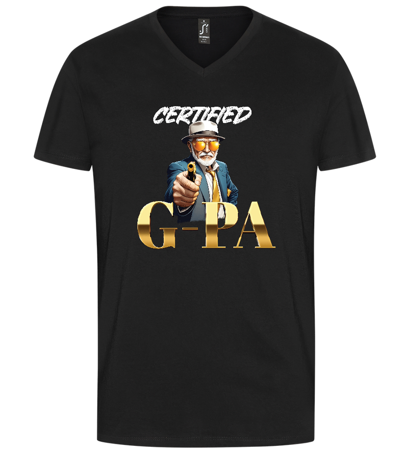 Certified G Pa Design - Premium men's v-neck t-shirt_DEEP BLACK_front