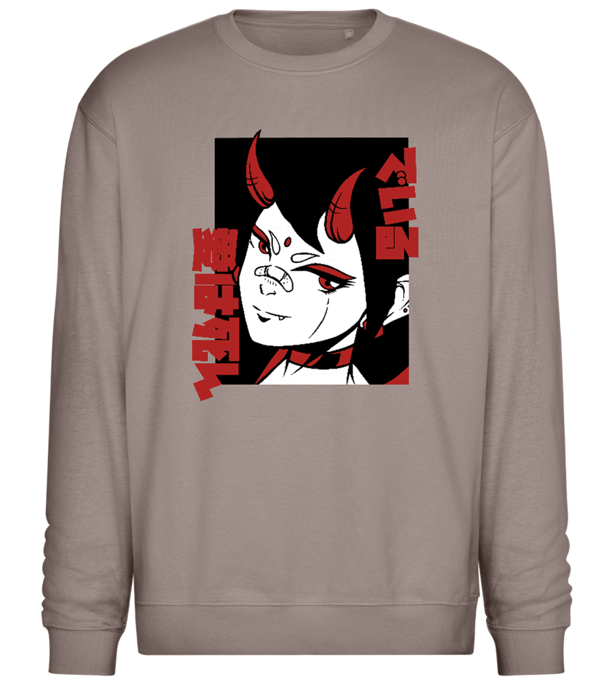 Infernal Oni Design - Comfort Essential Unisex Sweater_CHARCOAL CHIN_front
