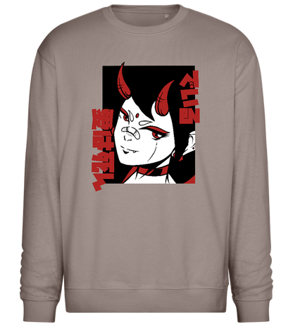 Infernal Oni Design - Comfort Essential Unisex Sweater_CHARCOAL CHIN_front