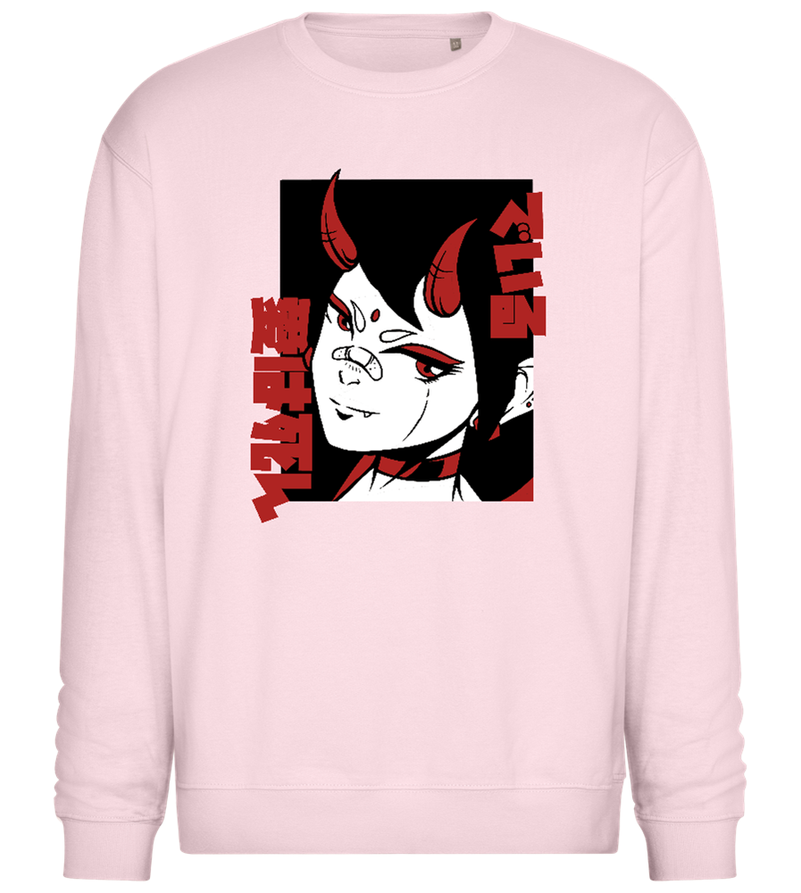 Infernal Oni Design - Comfort Essential Unisex Sweater_LIGHT PEACH ROSE_front
