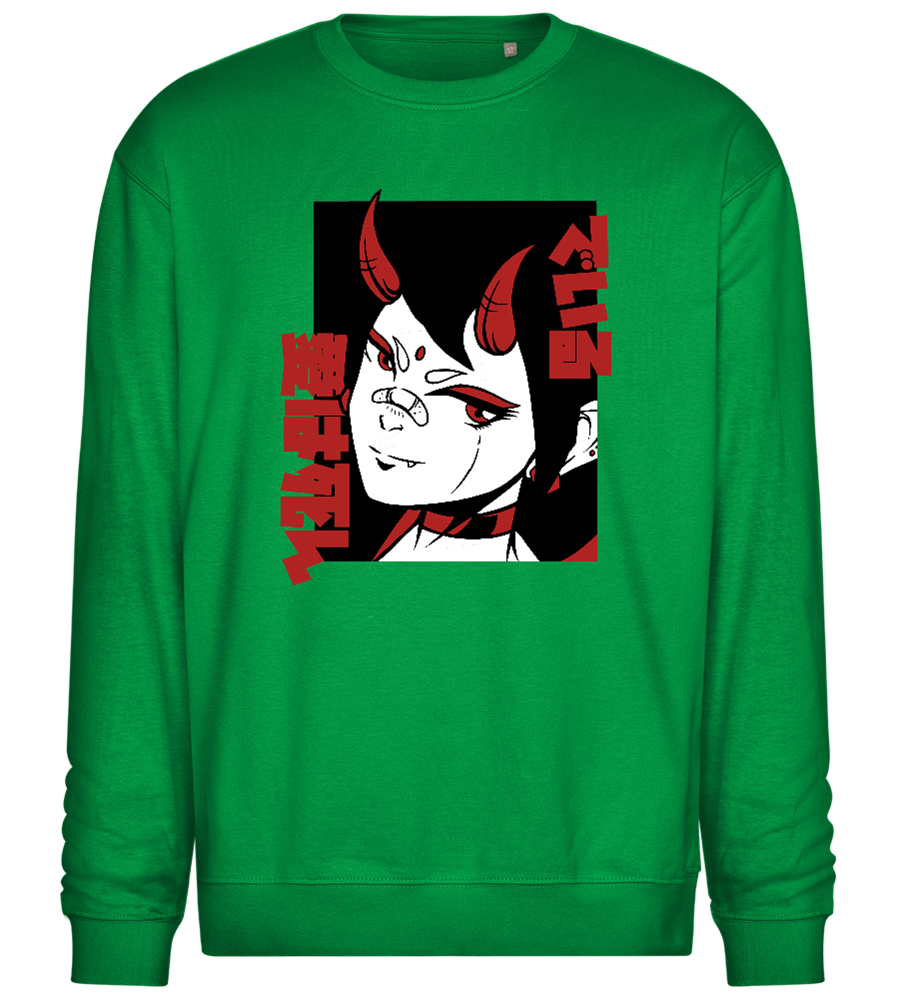 Infernal Oni Design - Comfort Essential Unisex Sweater_MEADOW GREEN_front