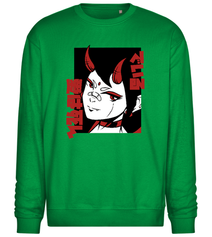Infernal Oni Design - Comfort Essential Unisex Sweater_MEADOW GREEN_front
