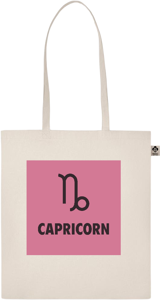 Zodiac Capricorn Design - Basic organic cotton shopping bag_BEIGE_front