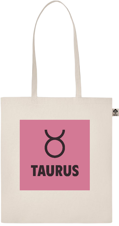 Zodiac Taurus Design - Basic organic cotton shopping bag_BEIGE_front