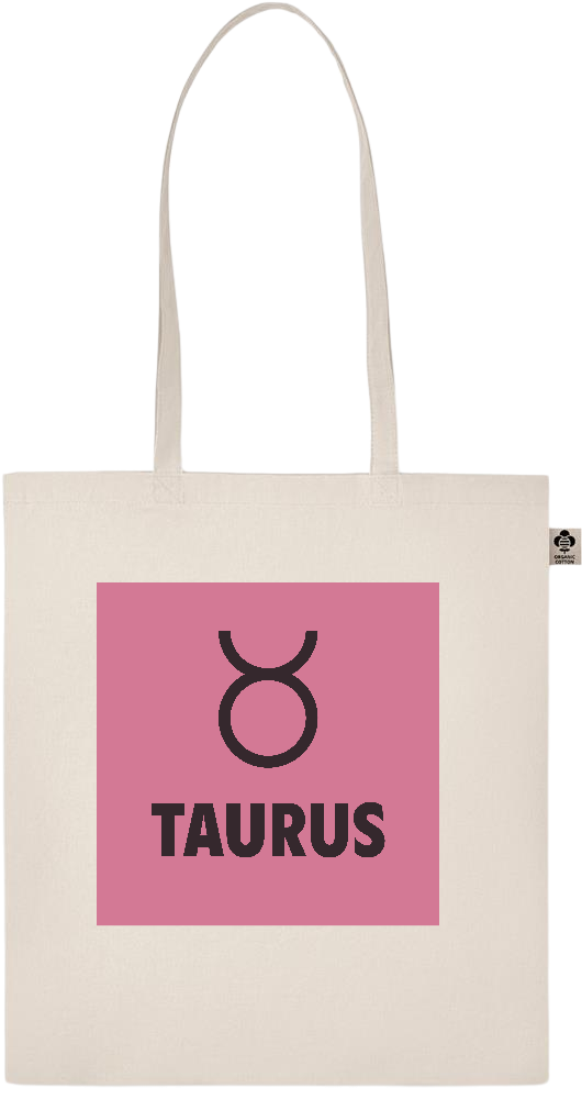 Zodiac Taurus Design - Basic organic cotton shopping bag_BEIGE_front