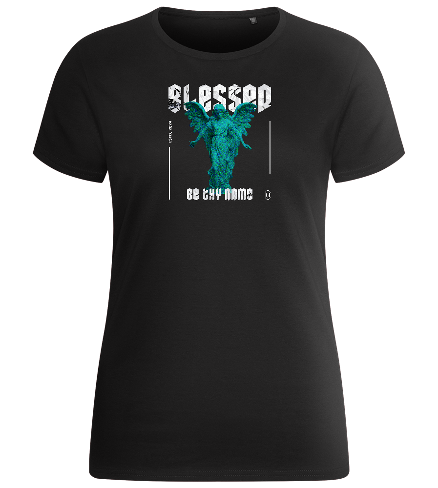 Blessed Angel Design - Basic women's fitted t-shirt_DEEP BLACK_front