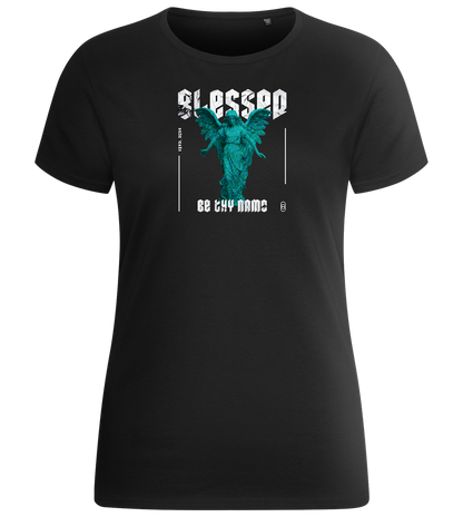 Blessed Angel Design - Basic women's fitted t-shirt_DEEP BLACK_front