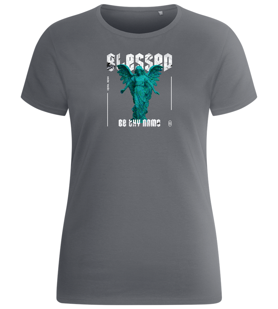 Blessed Angel Design - Basic women's fitted t-shirt_MOUSE GREY_front