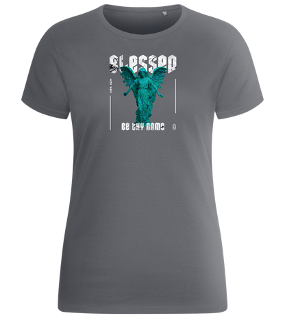 Blessed Angel Design - Basic women's fitted t-shirt_MOUSE GREY_front