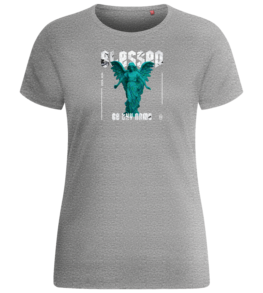 Blessed Angel Design - Basic women's fitted t-shirt_ORION GREY_front