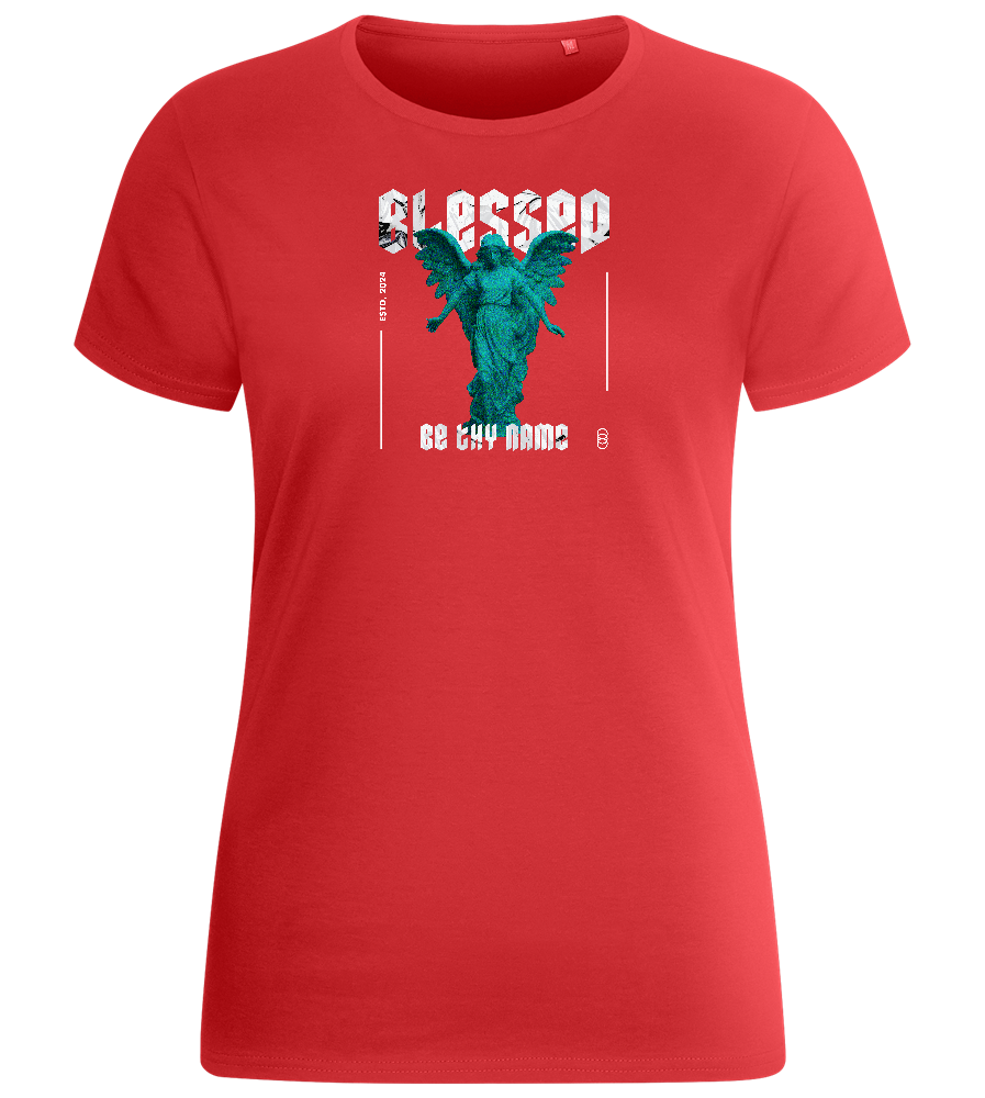 Blessed Angel Design - Basic women's fitted t-shirt_RED_front