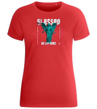 Blessed Angel Design - Basic women's fitted t-shirt_RED_front