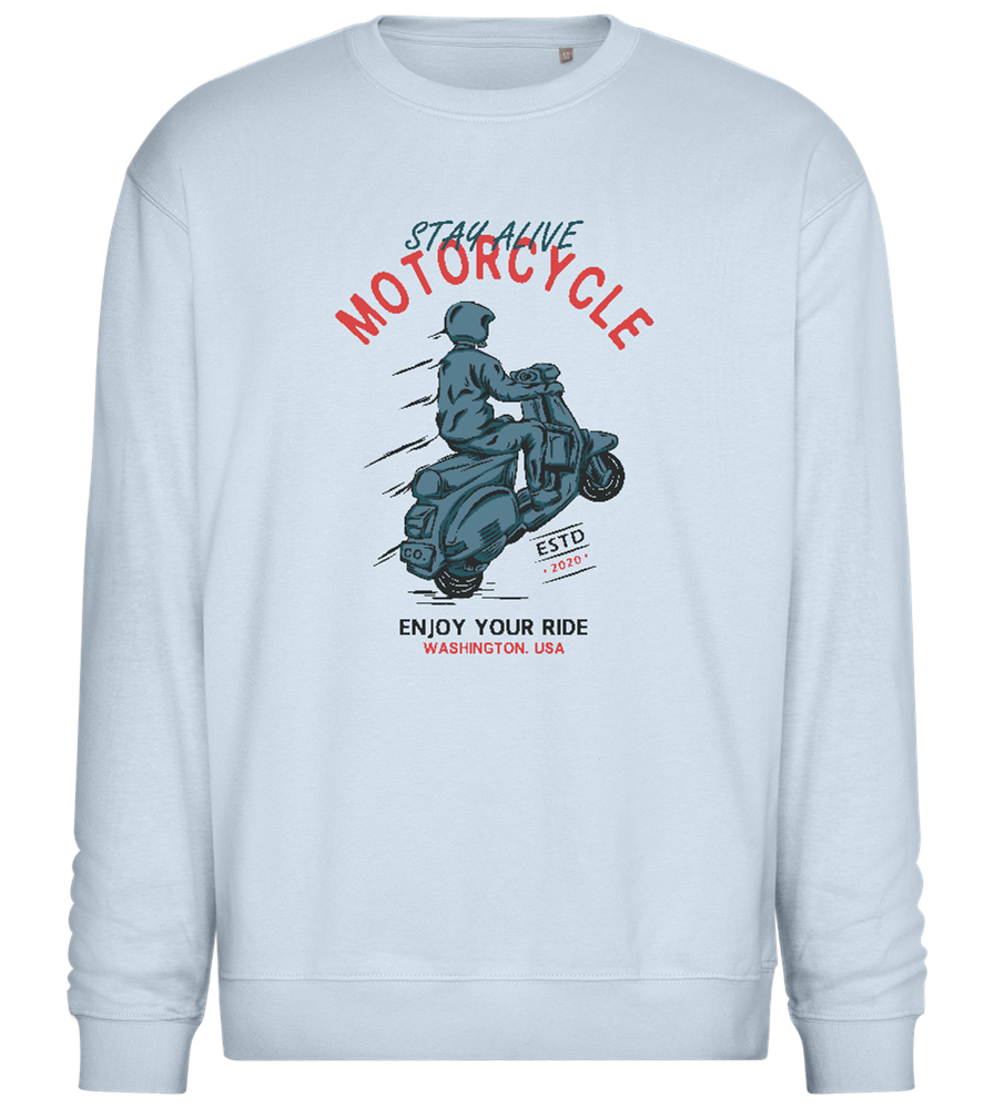 Stay Alive Motorcycle Design - Comfort Essential Unisex Sweater_CREAMY BLUE_front