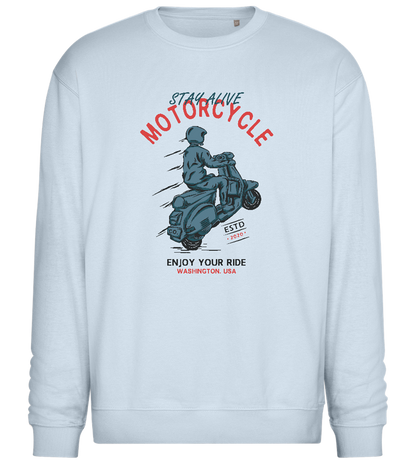 Stay Alive Motorcycle Design - Comfort Essential Unisex Sweater_CREAMY BLUE_front