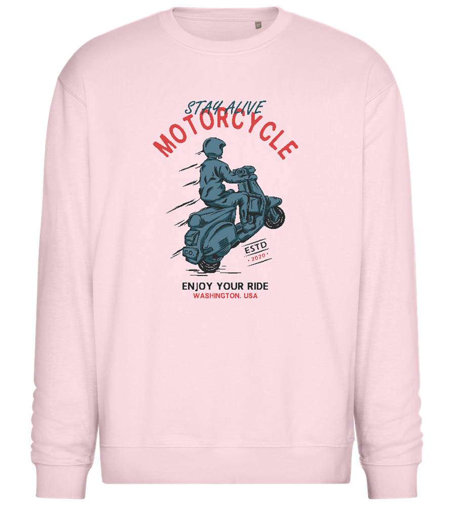 Stay Alive Motorcycle Design - Comfort Essential Unisex Sweater_LIGHT PEACH ROSE_front