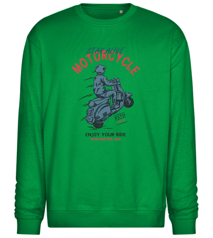 Stay Alive Motorcycle Design - Comfort Essential Unisex Sweater_MEADOW GREEN_front