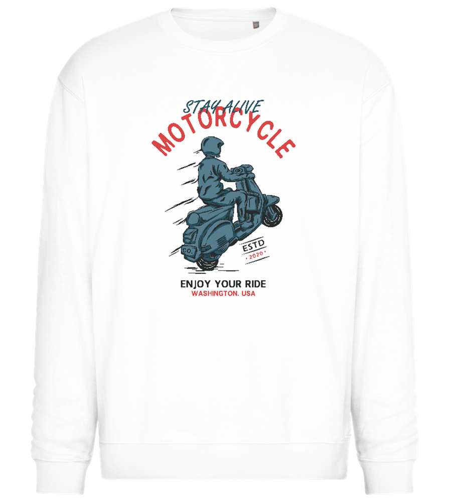 Stay Alive Motorcycle Design - Comfort Essential Unisex Sweater_WHITE_front