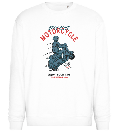 Stay Alive Motorcycle Design - Comfort Essential Unisex Sweater_WHITE_front