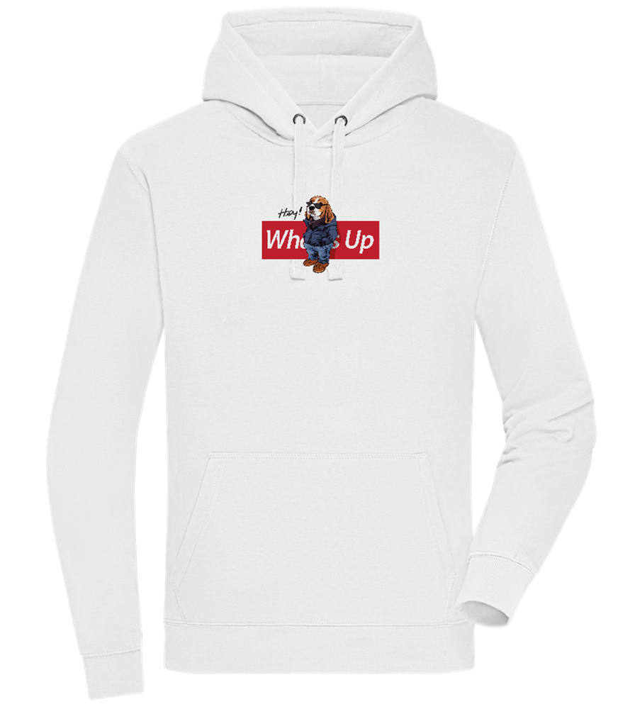 What's Up Dog Design - Premium unisex hoodie_WHITE_front