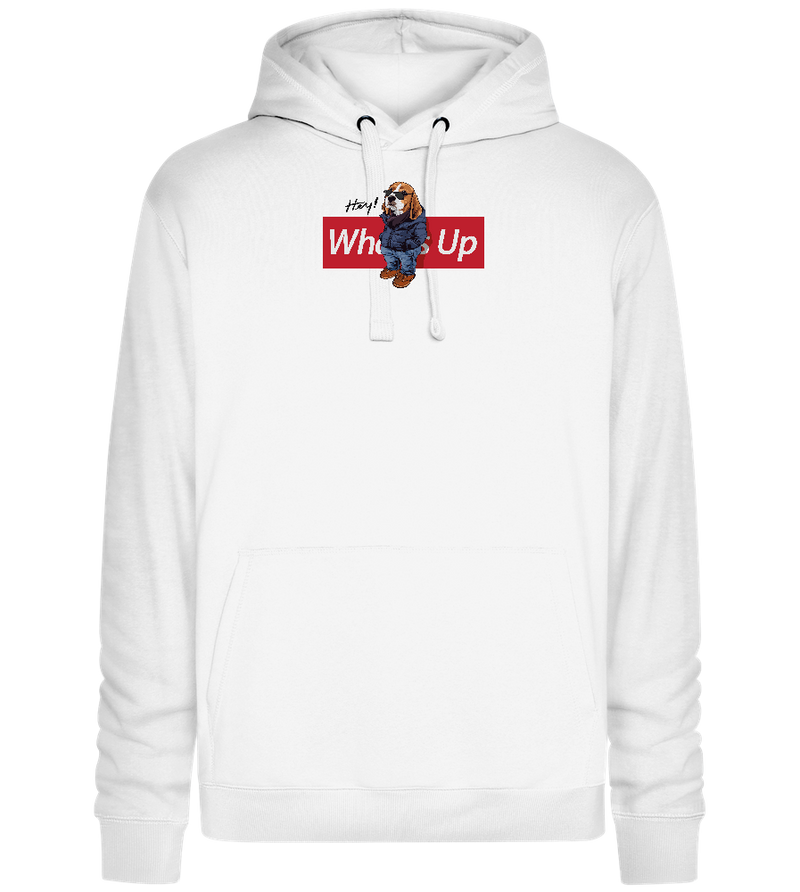 What's Up Dog Design - Premium unisex hoodie_WHITE_front