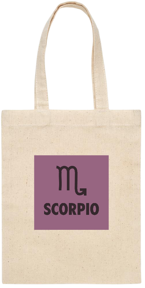 Zodiac Scorpio Design - Essential small colored handle gift bag_BEIGE_front