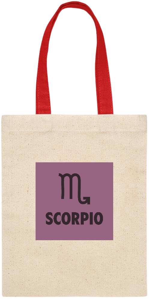 Zodiac Scorpio Design - Essential small colored handle gift bag_RED_front