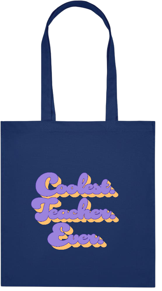 Coolest Teacher Ever Design - Premium colored organic cotton tote bag_BLUE_front