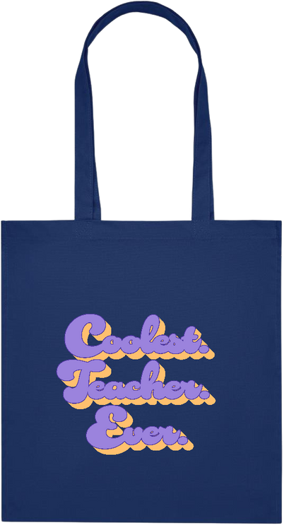 Coolest Teacher Ever Design - Premium colored organic cotton tote bag_BLUE_front