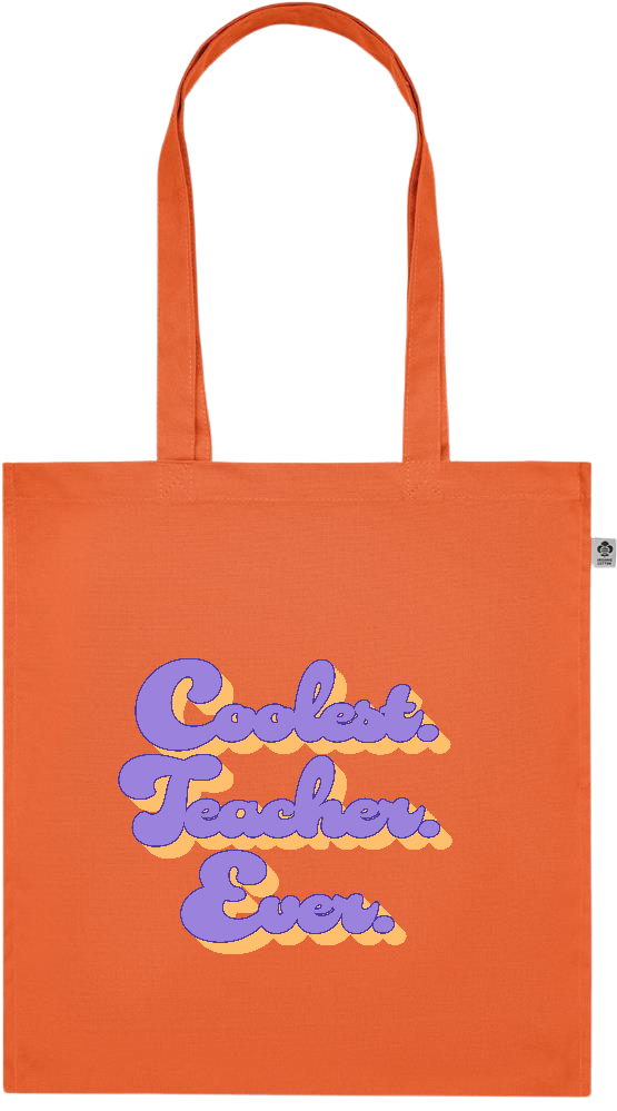 Coolest Teacher Ever Design - Premium colored organic cotton tote bag_ORANGE_front