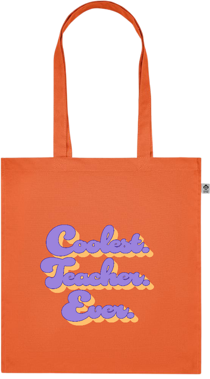 Coolest Teacher Ever Design - Premium colored organic cotton tote bag_ORANGE_front