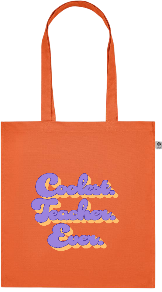 Coolest Teacher Ever Design - Premium colored organic cotton tote bag_ORANGE_front