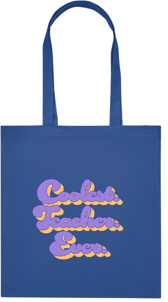 Coolest Teacher Ever Design - Premium colored organic cotton tote bag_ROYAL BLUE_front