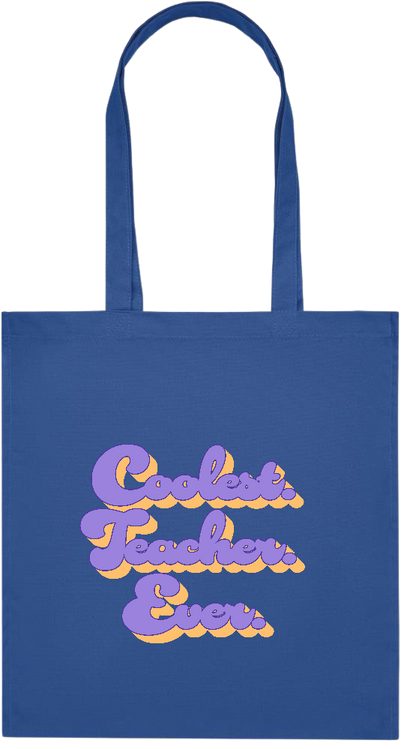 Coolest Teacher Ever Design - Premium colored organic cotton tote bag_ROYAL BLUE_front