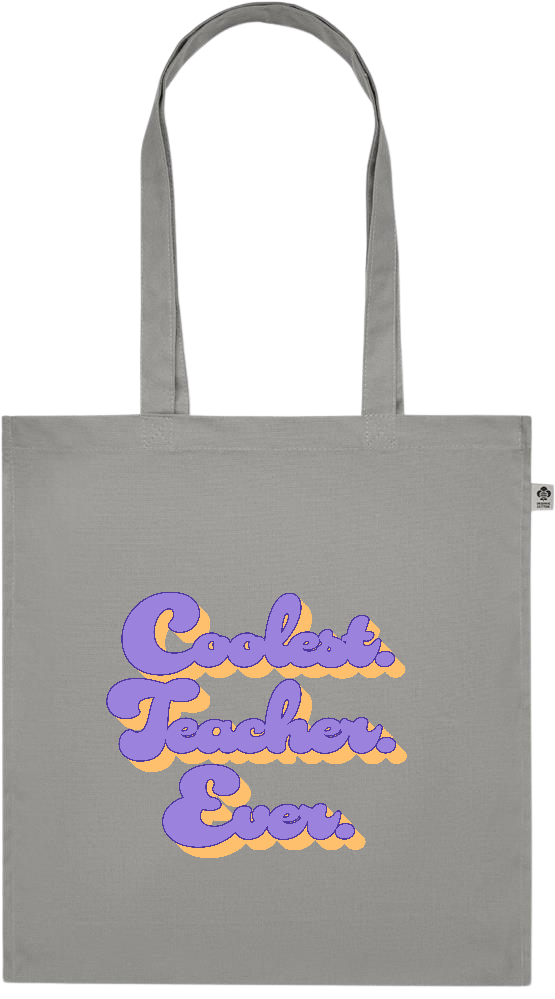 Coolest Teacher Ever Design - Premium colored organic cotton tote bag_STONE GREY_front