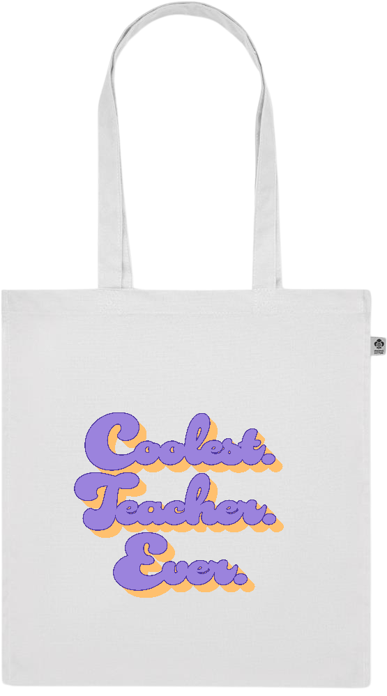 Coolest Teacher Ever Design - Premium colored organic cotton tote bag_WHITE_front