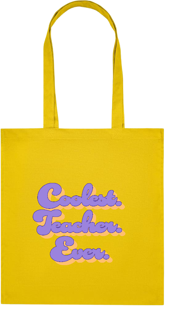 Coolest Teacher Ever Design - Premium colored organic cotton tote bag_YELLOW_front