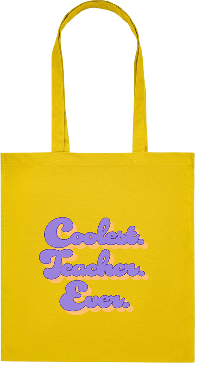 Coolest Teacher Ever Design - Premium colored organic cotton tote bag_YELLOW_front