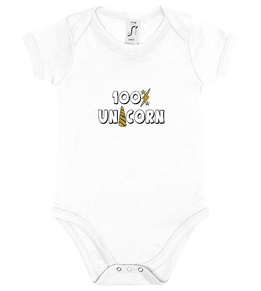 100% Unicorn Design - Baby bodysuit_WHITE_front