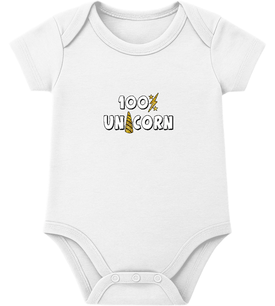 100% Unicorn Design - Baby bodysuit_WHITE_front