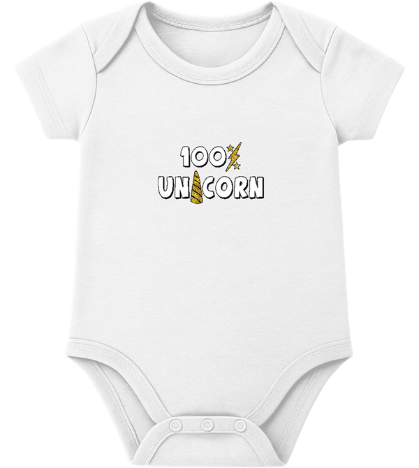 100% Unicorn Design - Baby bodysuit_WHITE_front