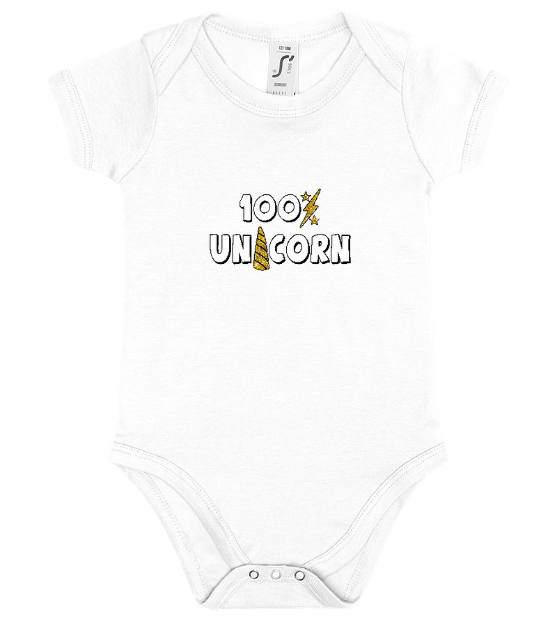 100% Unicorn Design - Baby bodysuit_WHITE_front