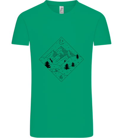 Mountain Landscape Outline Design - Comfort Unisex T-Shirt_SPRING GREEN_front