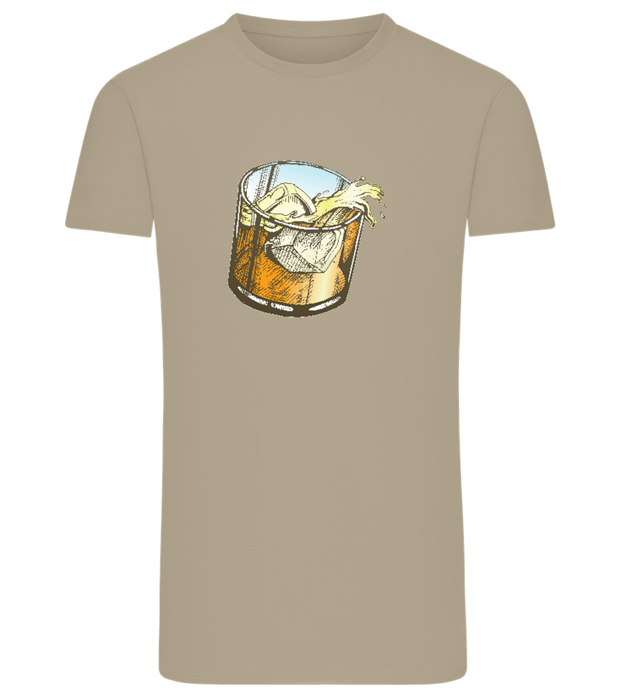 Whiskey Glass Design - Comfort men's fitted t-shirt_KHAKI_front