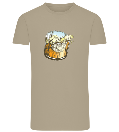 Whiskey Glass Design - Comfort men's fitted t-shirt_KHAKI_front