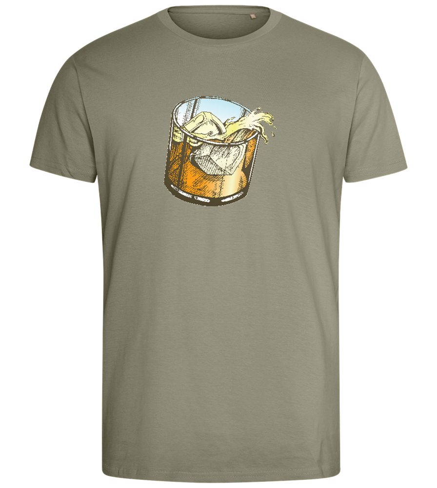 Whiskey Glass Design - Comfort men's fitted t-shirt_KHAKI_front