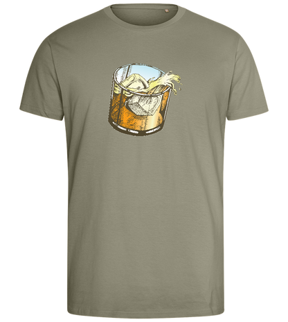 Whiskey Glass Design - Comfort men's fitted t-shirt_KHAKI_front