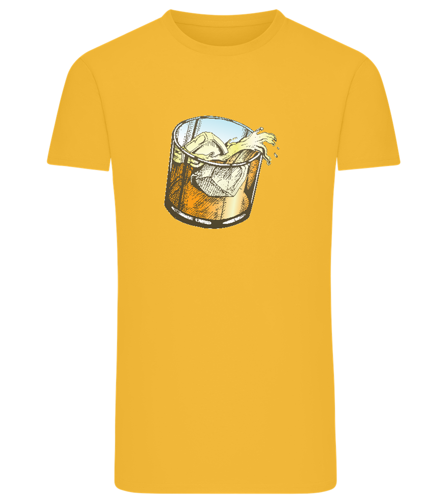 Whiskey Glass Design - Comfort men's fitted t-shirt_YELLOW_front