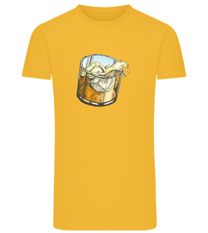 Whiskey Glass Design - Comfort men's fitted t-shirt_YELLOW_front